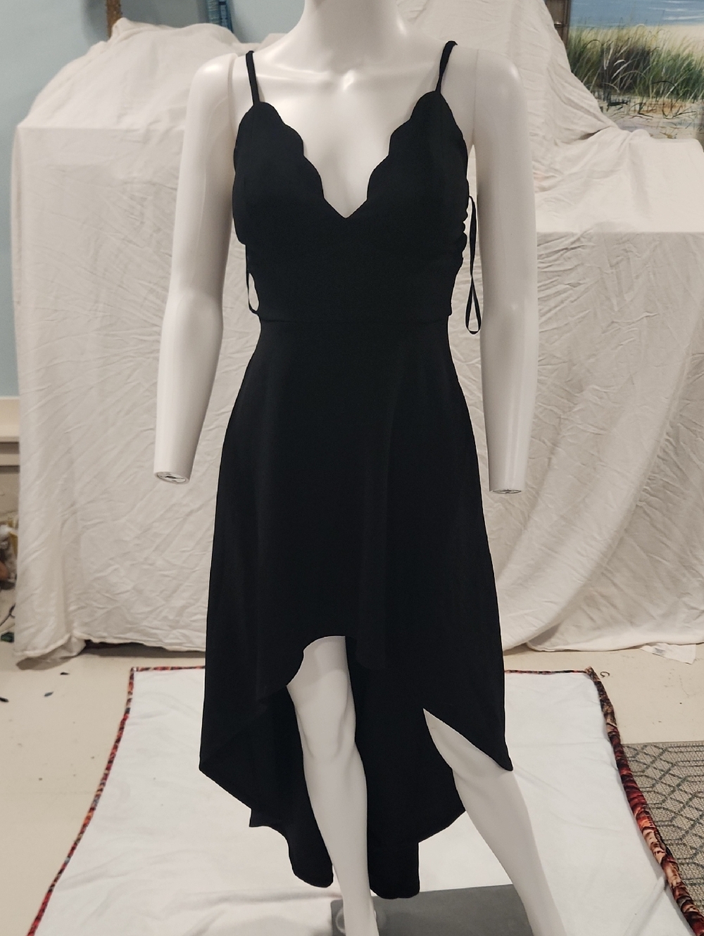Speechless Black Scalloped V-Neck High-Low Dress
